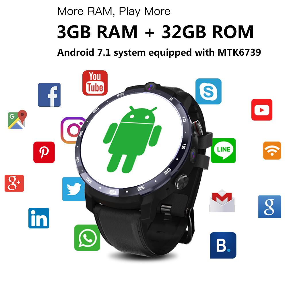 LEMFO LEM12 Smart Watch 4G 1.6 inch Full Screen OS Android 7.1 3G